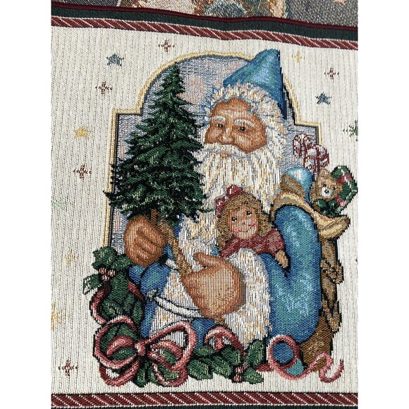 Collectible Christmas THE SANTA CLASSICS 72" x 13" tapestry fringe table runner - Picture 3 of 8